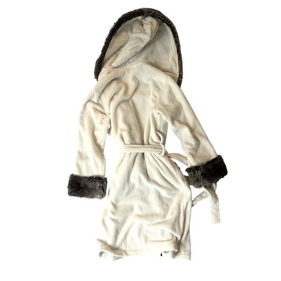 Pottery Barn Faux Fur Trim Hooded Robe One Size Fits Most - Picture 13 of 15